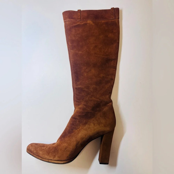 Vintage 1990s Todd Oldham Tall High Heel Suede Boots - Picture 6 of 15